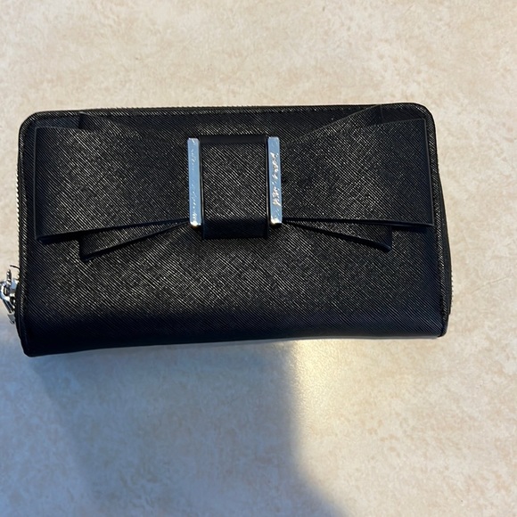 Betsey Johnson Handbags - Betsey Johnson, black bow wristlet, wallet. EUC.